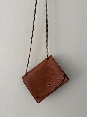 Madewell Brown Leather Crossbody Bag with Chain Strap